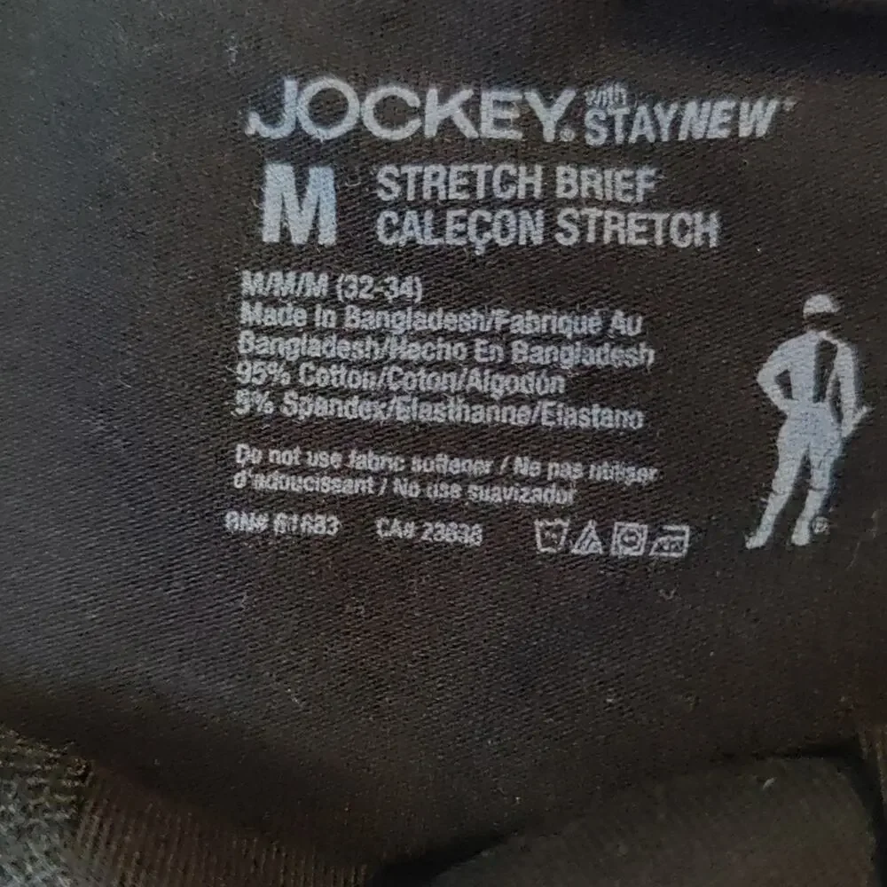 Jockey Black Cotton Brief Underwear M NEW No Tag Casual Utility Comfy Casual